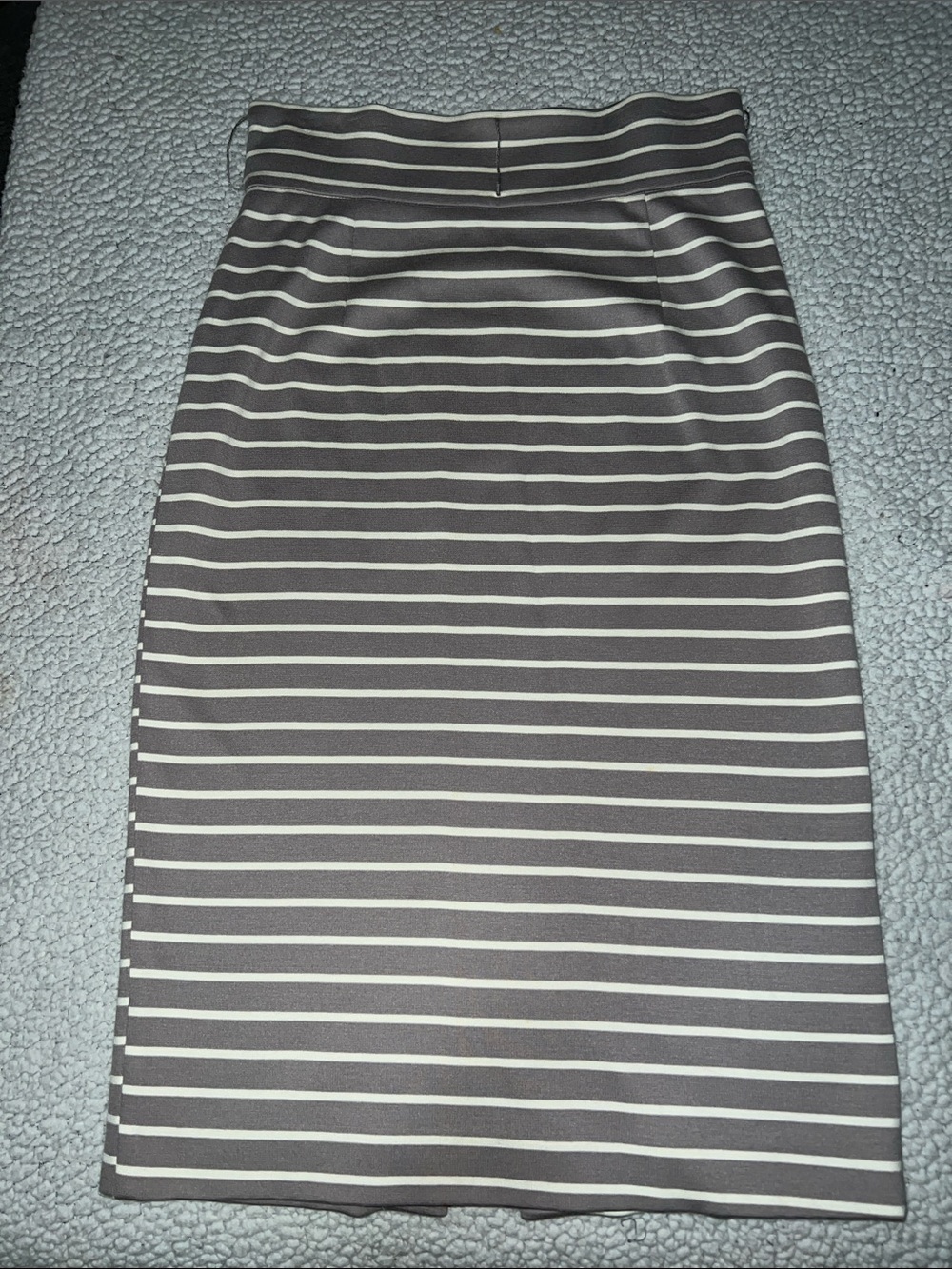ANTONIO MELANI Gray and White Striped High-Waist Pencil Skirt
